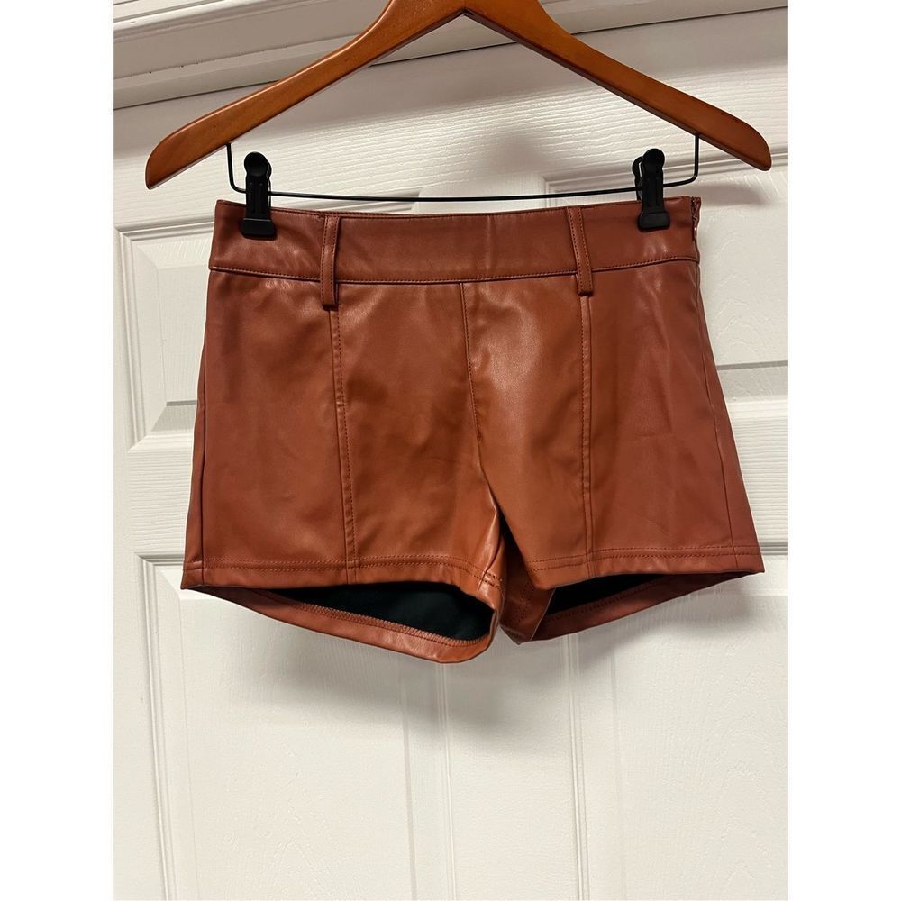 Wild Fable Cognac Faux Leather Short Shorts sz 4 NWT